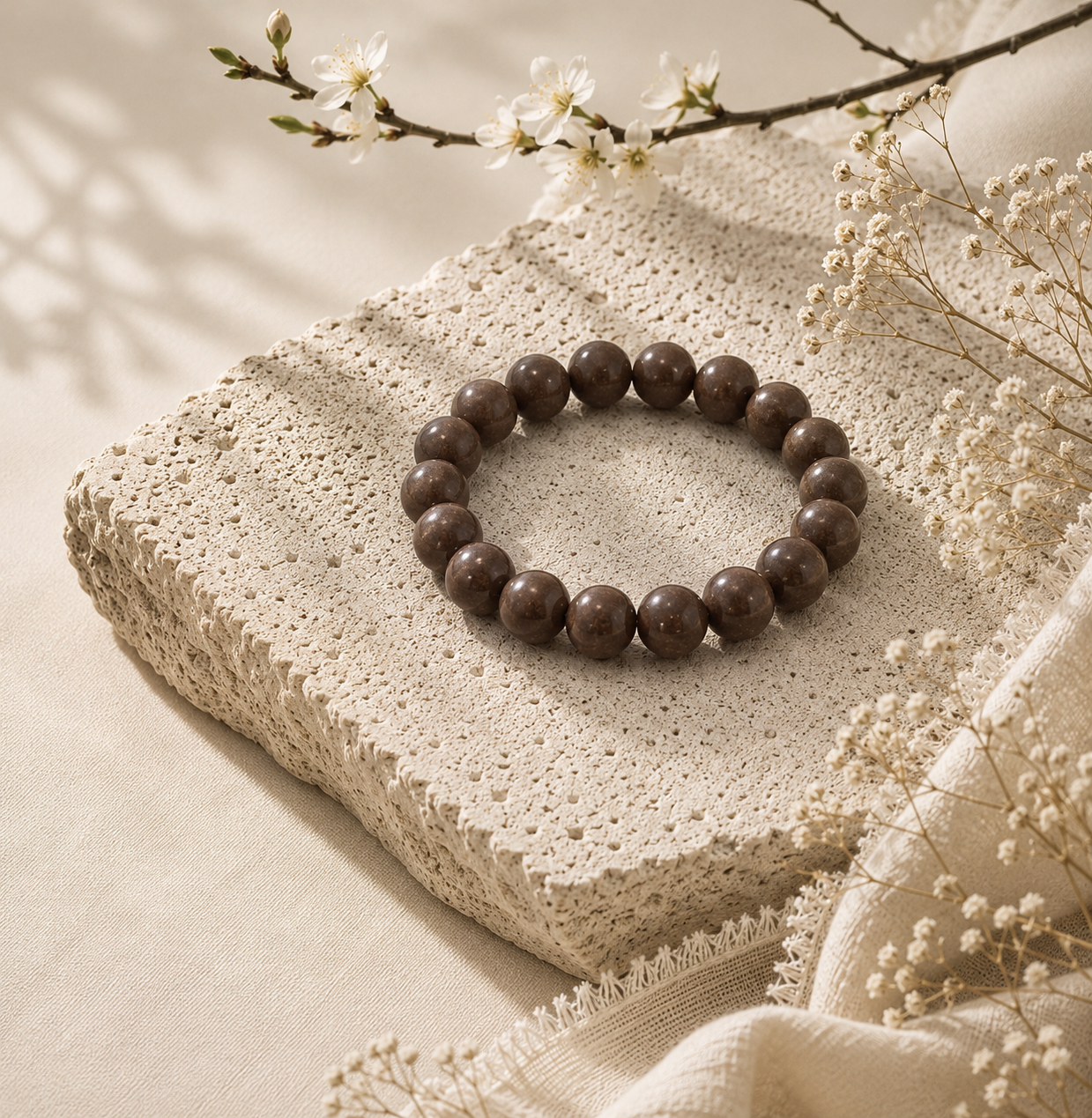 月白 · 清茉 | Jasmine Herbal Incense Bead Bracelet | 10mm / 12mm