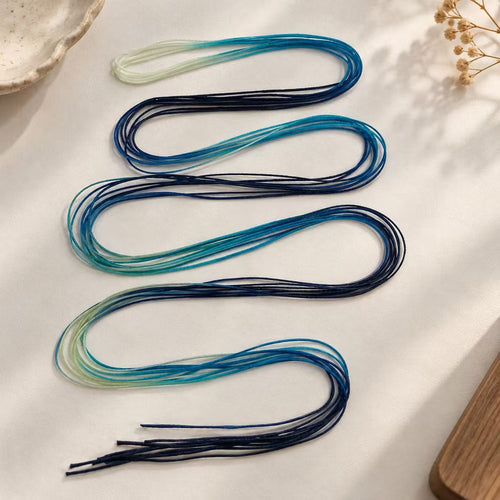 Cordón encerado azul jaspeado, cordón plano de 0,6 mm para bisutería, rollo de 60 m