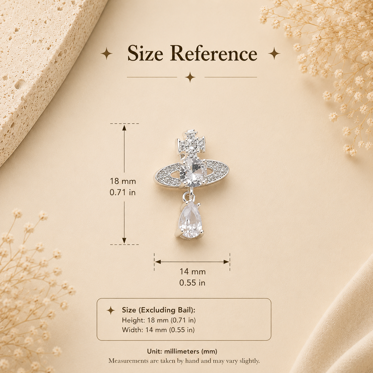 Saturn Drop Zirconia Charm Pendant for DIY Bracelet & Jewelry Making