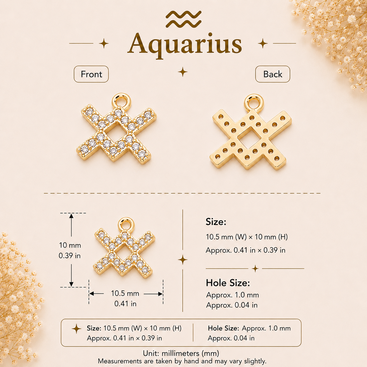 Zodiac Constellation Charm Pendant with Cubic Zirconia for DIY Bracelet Making