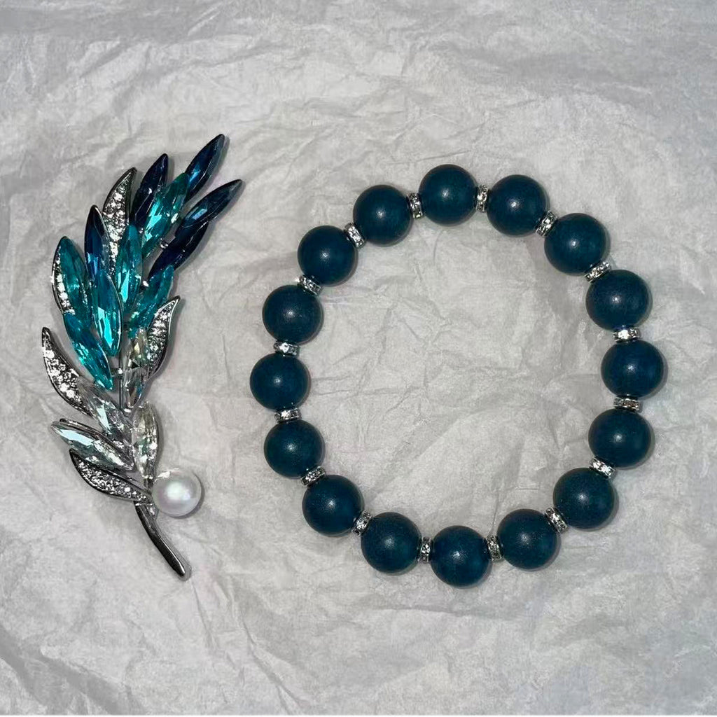 青黛 · 本然 Azure Herbal Incense Bead Bracelet & Brooch