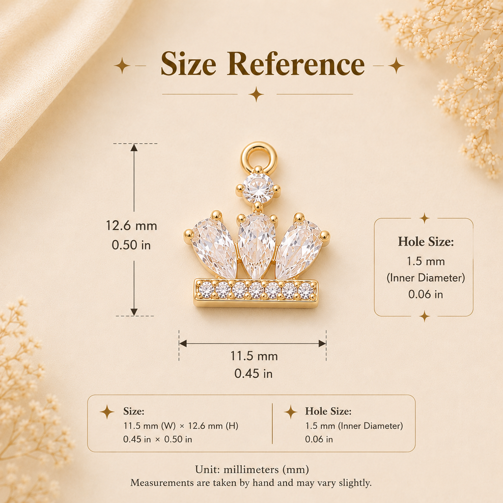 Crown Charm Pendant – Zirconia Copper DIY Bracelet Necklace Charm