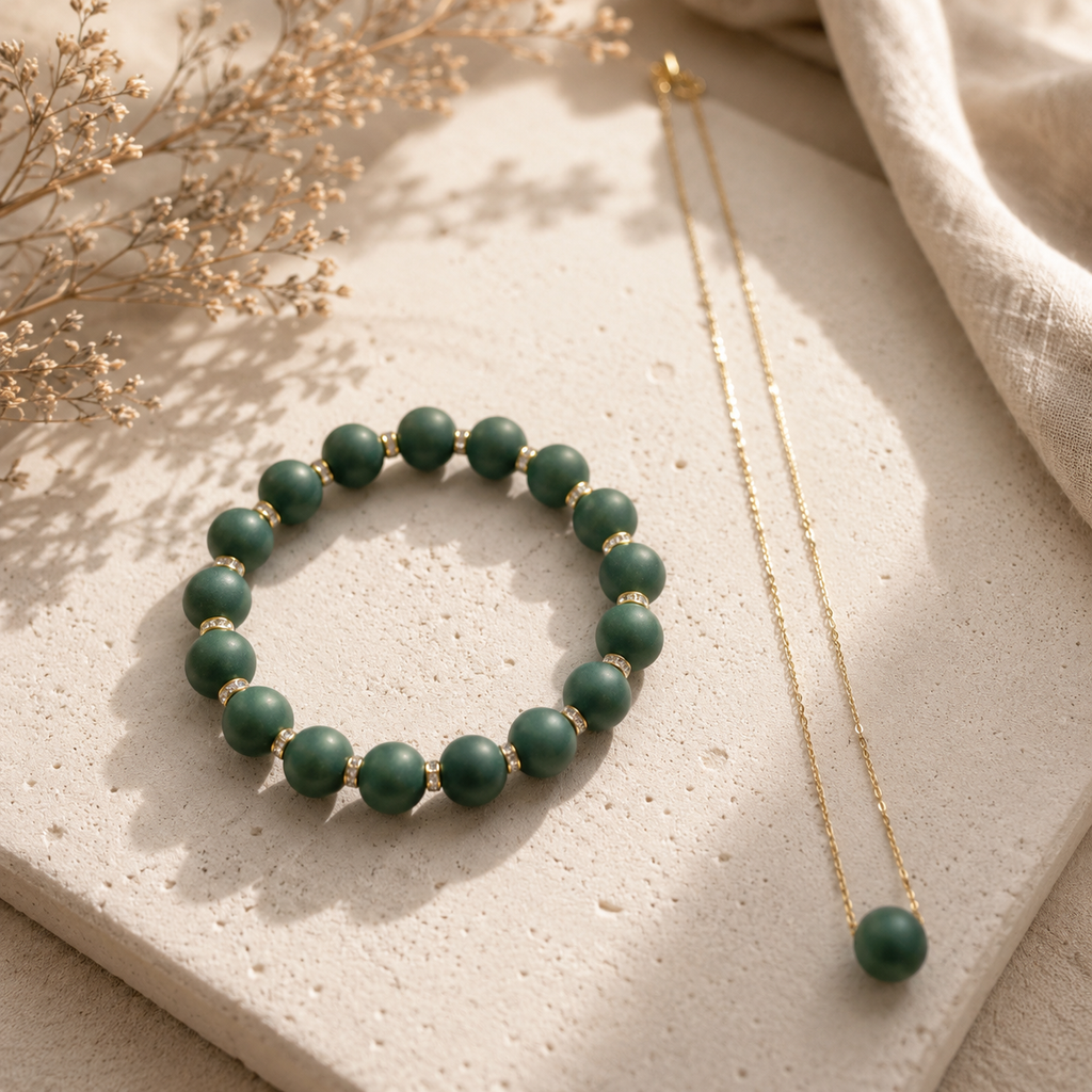 翠微 · 听松 Jade Green Incense Bead Bracelet & Necklace