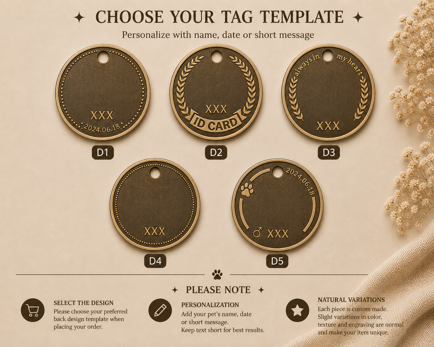 Custom Pet Portrait Pendant – Deep Engraved Brass Charm | Dog & Cat Memorial Jewelry | Round 2cm