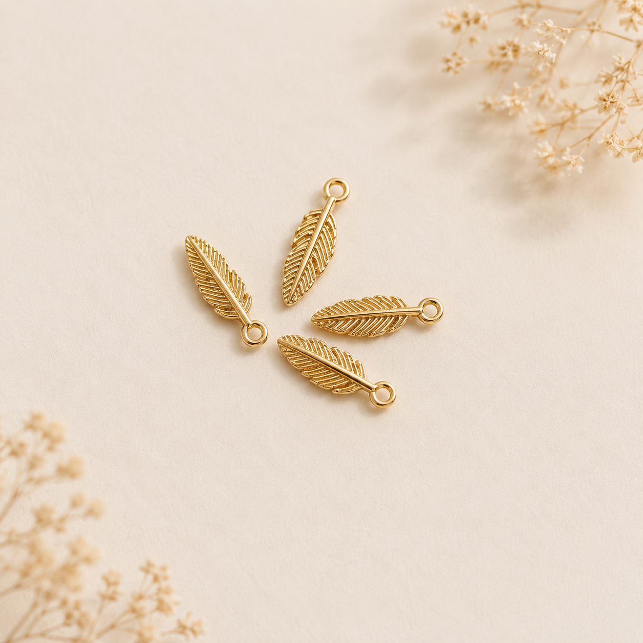 Feather Charm Pendants for DIY Bracelet & Necklace Making