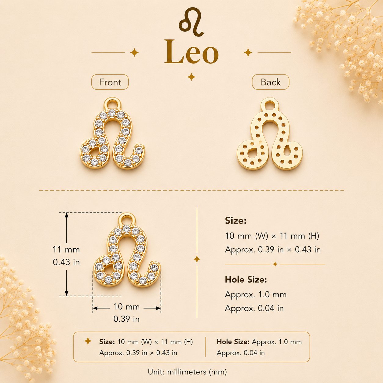 Zodiac Constellation Charm Pendant with Cubic Zirconia for DIY Bracelet Making