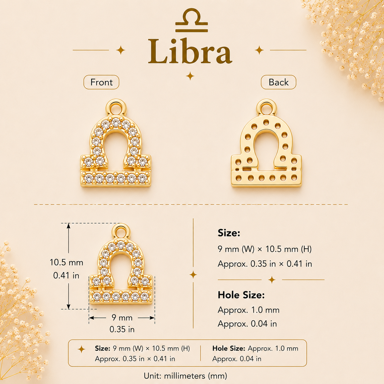 Zodiac Constellation Charm Pendant with Cubic Zirconia for DIY Bracelet Making