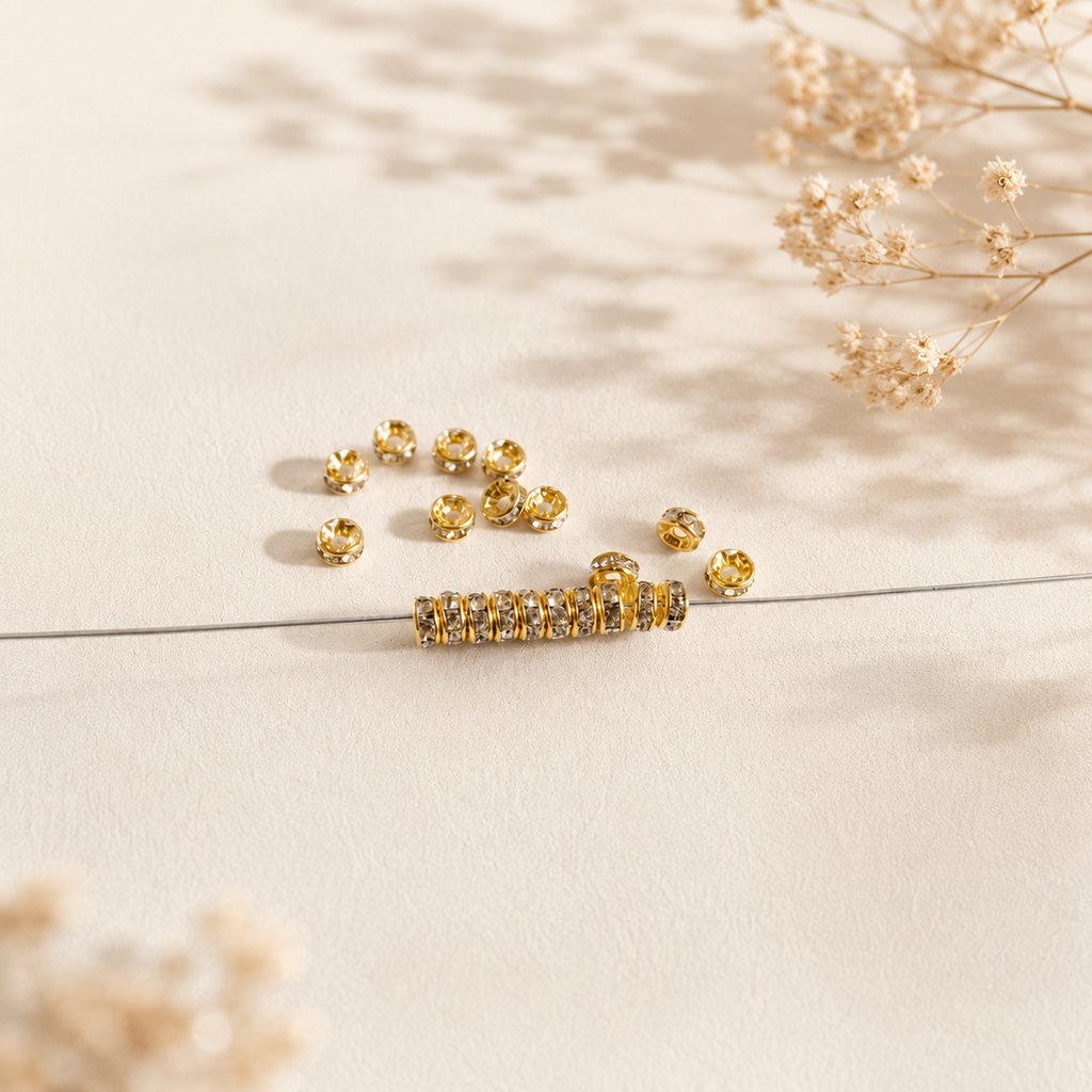 Light Gold Zirconia Spacer Beads for DIY Bracelet & Jewelry Making