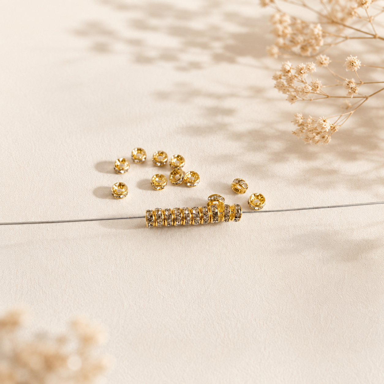 Light Gold Zirconia Spacer Beads for DIY Bracelet & Jewelry Making