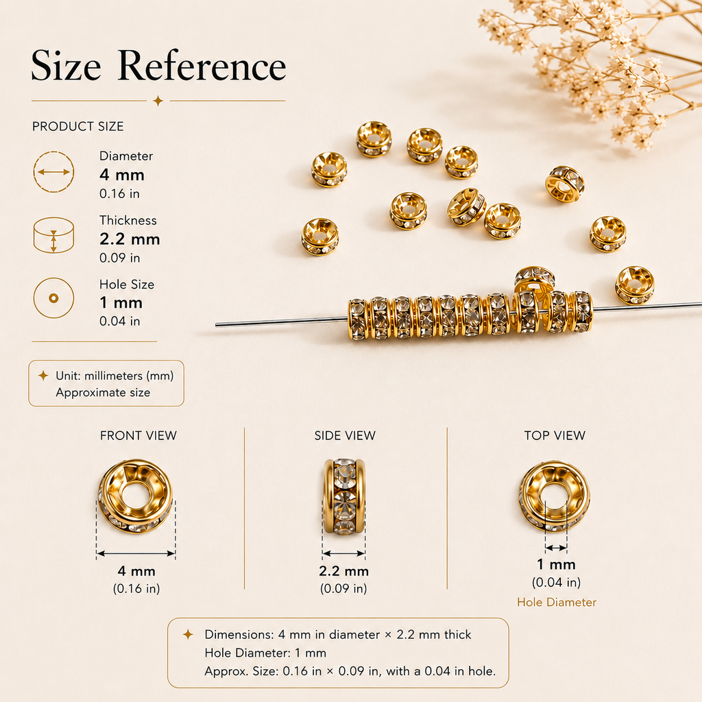 Light Gold Zirconia Spacer Beads for DIY Bracelet & Jewelry Making