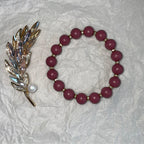 杏粉 · 早霜 Magenta Pink Herbal Incense Bead Bracelet & Brooch