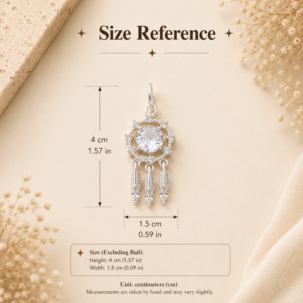 Silver-Plated Zirconia Dream Catcher Charm Pendant for DIY Bracelet & Jewelry Making