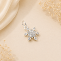 Silver-Plated Zirconia Snowflake Charm Pendant for DIY Bracelet & Jewelry Making