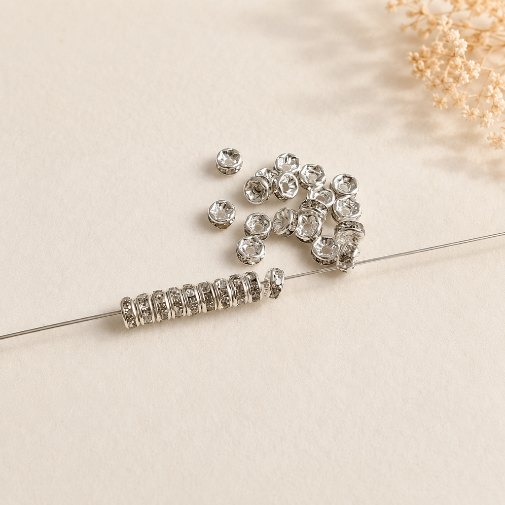 Silver Zirconia Spacer Beads for DIY Bracelet & Jewelry Making