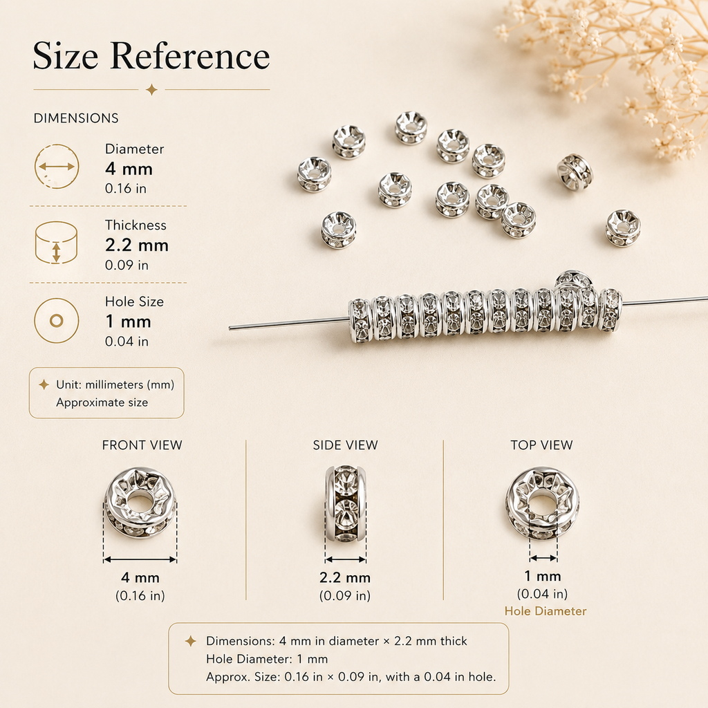 Silver Zirconia Spacer Beads for DIY Bracelet & Jewelry Making