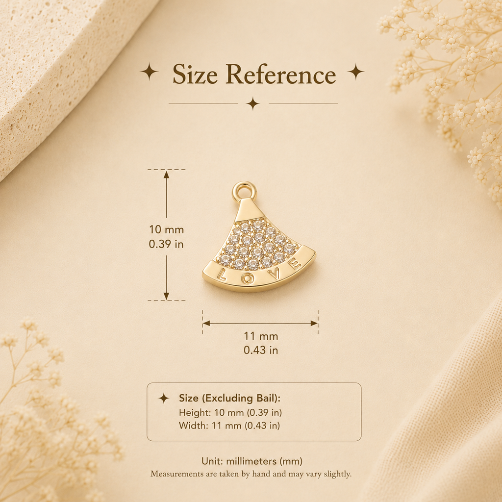 Zirconia Fan Charm Pendant for DIY Bracelet & Jewelry Making