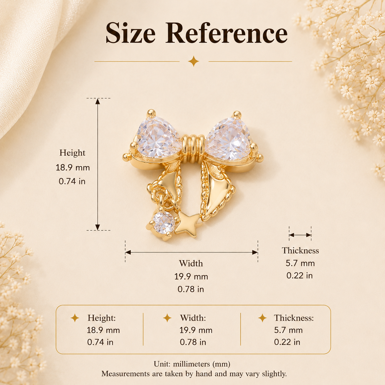 Zirconia Bow Spacer Bead Charm for DIY Bracelet & Jewelry Making