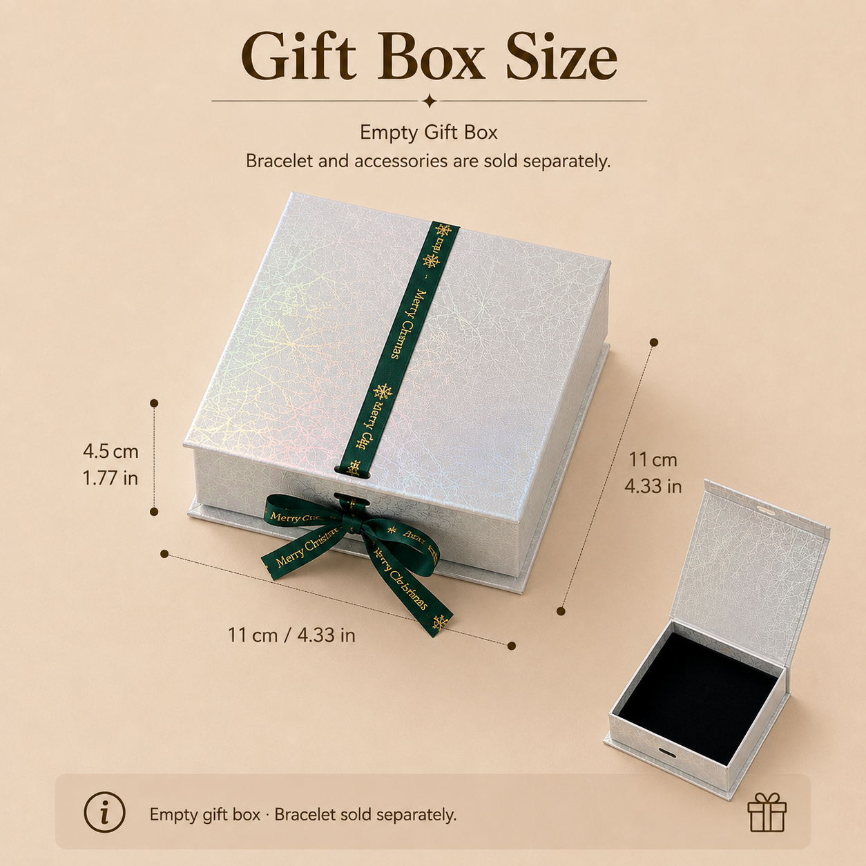 Iridescent Holographic Gift Box with Ribbon Bow – Empty Decorative Gift Box