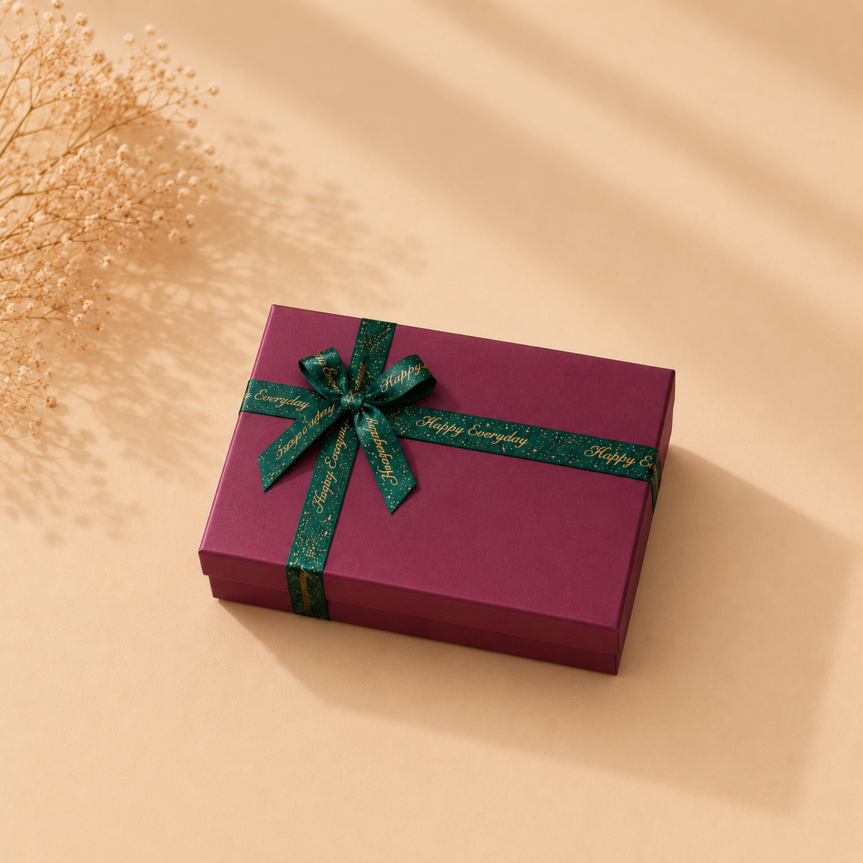 Burgundy Gift Box with Ribbon Bow – Empty Decorative Gift Box