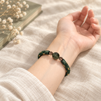 Nudo perenne | Pulsera trenzada a mano verde bosque