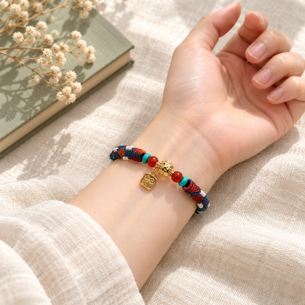 Mosaic Knot — Hand-Braided Charm Bracelet