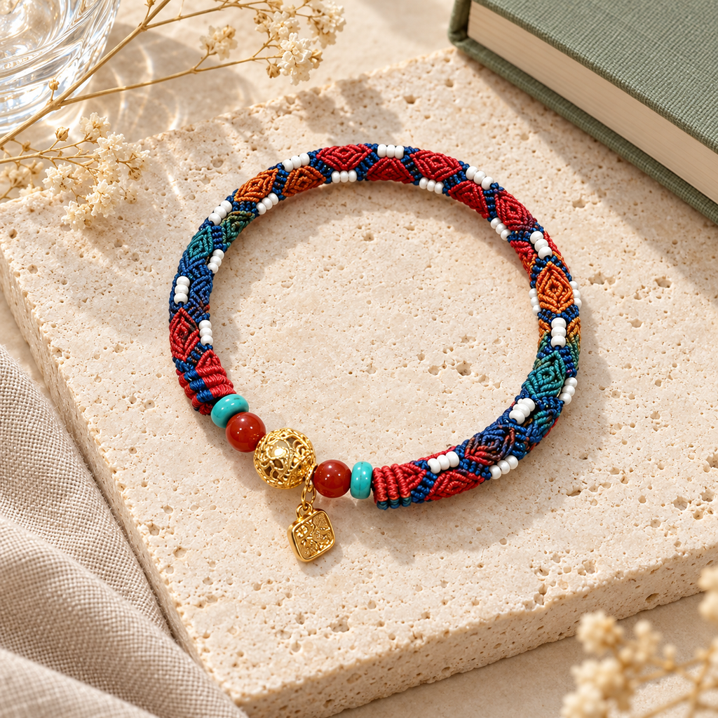 Mosaic Knot — Hand-Braided Charm Bracelet