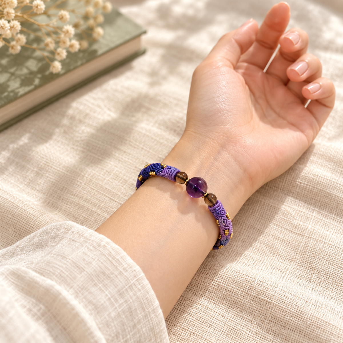 Wisteria Knot — Hand-Braided Purple Bracelet