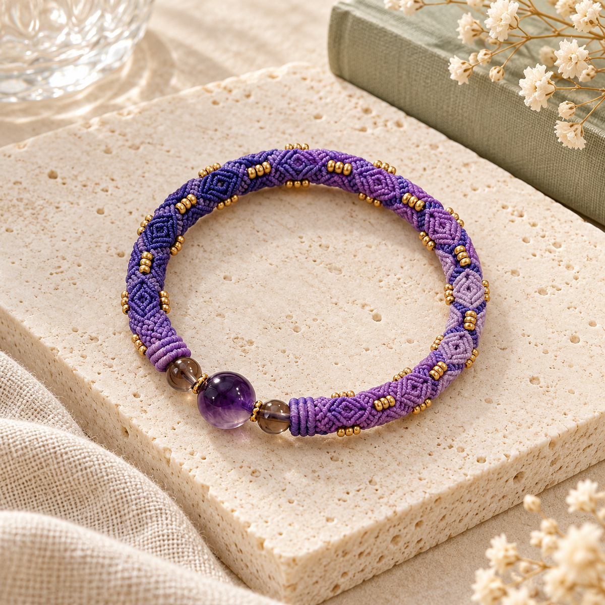 Wisteria Knot — Hand-Braided Purple Bracelet