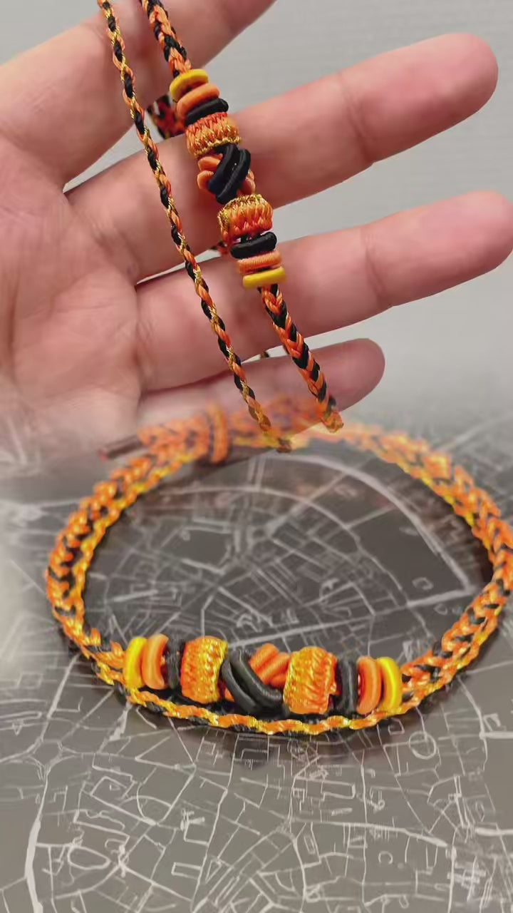 Jack-o'-Lantern Glow | Halloween Hand-Braided Cord Bracelet